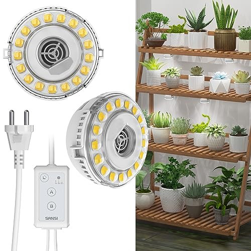 SANSI Lámpara de Cultivo Plantas 150W de Espectro Completo 4000K, Luces de Crecimiento Plantas Autoadhesivo con Temporizador Automático 4/8/12H para Plantas de Interior