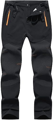 BenBoy Hombre Trekking Pantalones de Nieve Impermeables Softshell Montaña Pantalones Invierno Calentar Escalada Senderismo Esquiar Aire Libre KZ3028M-Black1-2XL
