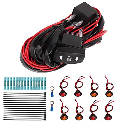 Interrupteur à bascule de clignotant, interrupteur à bascule de clignotant DPDT avec harnais 40ft, ATV UTV RV Véhicule Off-Road Pickup Tracteur Bateau Moto (Commutateur de