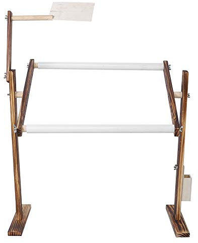 Ejoyous Antiker Holz Stickständer, Höhenverstellbarer Kreuzstichständer Stickerei Ständer für Handarbeitsliebhaber und Künstler Nähzubehör Handwerkaccessoire Kreuzstichprojekte