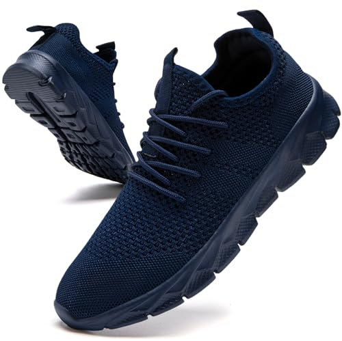 JUEQIBAA Sneaker Herren Schuhe Laufschuhe Sportschuhe Turnschuhe Slip on Schuhe Leichtgewichts Tennisschuhe Joggingschuhe Männer Fitnessschuhe Gym Running Shoes Herren Blau, EU 43