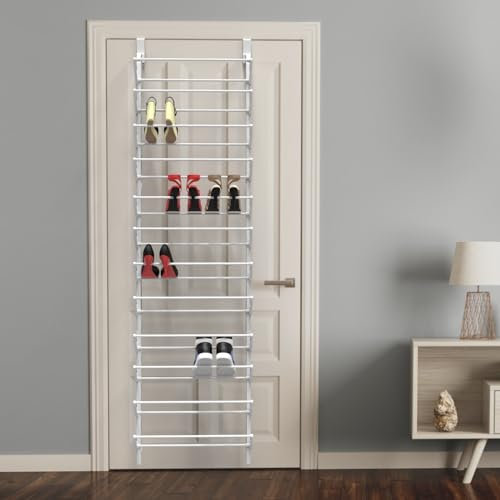 awliye 12-Tier Schuhregal Tür Hängend 190x52x20cm Schuhregal über der Shoe Organizer Metall Platzsparendes Organizer Shelf Wand Für Tür und Wände