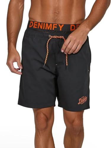 DENIMFY DFNeo - Bañador largo para hombre, cintura doble, pantalones cortos de natación con estampado negro, azul, naranja, S, M, L, XL, XXL, 3XL, 4XL, 5XL