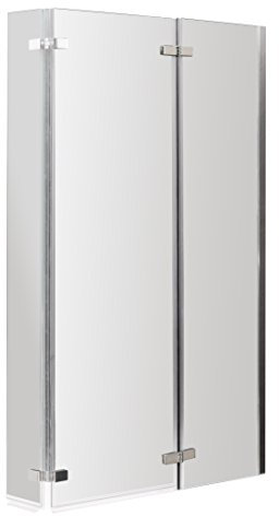 Balterley 760 x 1400mm L-Shaped Bath Shower Screen, Shower Screens for Baths, 5mm Chrome Toughened Safety Bath Door Screen, Swing Out Centre Hinge & Return Panel, Reversible Door Screens (Chrome)