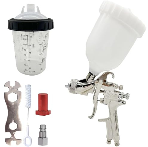 LVLP Air Spray Gun, 1.3 mm Nozzle with Gravity Feed, 600 CC Paint Cup and 400 CC No- Clean Cup, Spray Gun Paint Sprayer for Walls, Automotive, Home Improvement