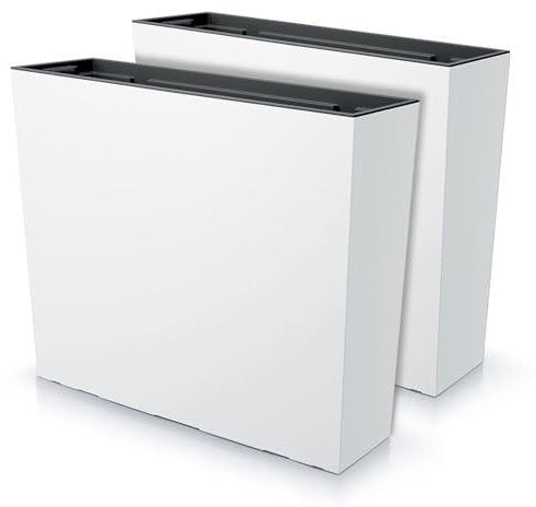 IMJ-Global - 2 Vasi per Piante da Esterno Interno Moderni, Fioriera da Esterno Rettangolare 58x18x49,8cm (44 Litri) con Inserto da 12 Litri, Vaso in Plastica Resistente Alle Intemperie (Bianco)