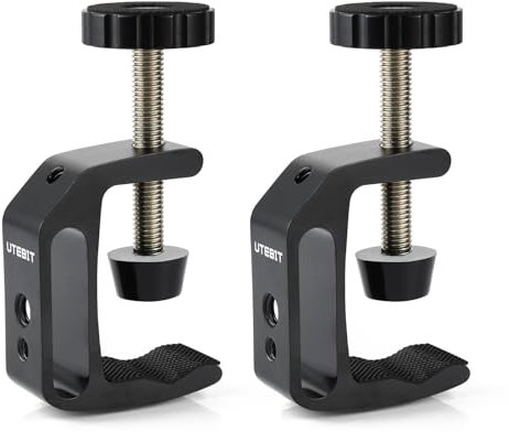 UTEBIT C Klemme, Edelstahl C Zwingen mit 1/4 und 3/8 Gewinde Loch Schraubklemme 0-45mm Einstellbar Tischklammern Klemmwerkzeuge für Gebäude, Haushaltsmontage, Holzbearbeitung Heimwerken (2 Stück)