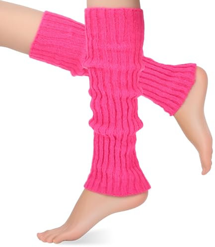 Xinjoduz Stulpen Gestrickte Beinwärmer Modische Stulpen Für Damen Lange Stiefelmanschette Legwarmers Neon Optik Beinstulpen Leuchtende Häkelstulpen Für 80er Jahre Sportparty Yoga Zubehör