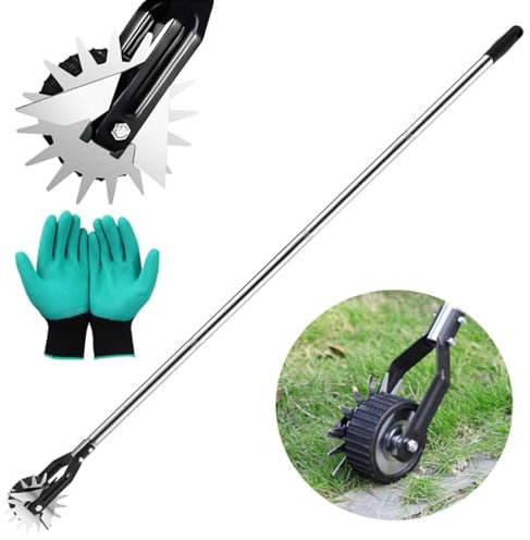 Rasenkantenschneider auf Rollen, [2025 Version] Kantenschneider Rasen auf Rollen, Rasenkantenroller Einstellbar, Wheel Rotary Edger, Rasenkantenschneider mit Verstellbarer Grifflänge(100/135/170cm)