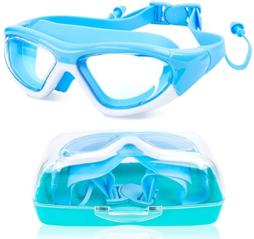 Schwimmbrille Kinder, Wasserdicht Taucherbrille Kinder 6-14 Jahre, Anti Nebel UV-Schutz Schwimmbrille für Mädchen und Jungen
