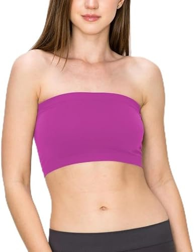Ladies Boob Tube Strapless Vest Bra - Sweat Free for Workout(Hot Pink-3XL)