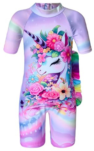 Moneric Girls Swimsuit One Piece UV Protection Swimwear for Kids Swimming Costume Rash Guard Bathing Suit