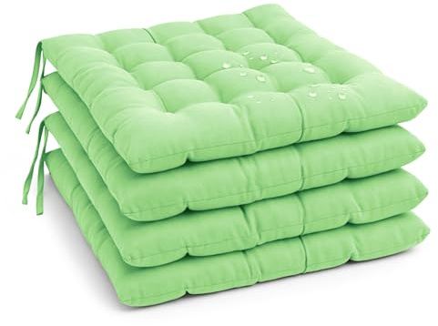 MANEMI Pack 4 Cojín para Silla 45x45x5 cm｜Repelente al Agua y fácil de Limpiar｜con Cintas de sujeción Uso Interior y Exterior｜Ideal para Comedor, terraza, jardín u Oficina