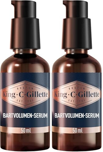 King C. Gillette Siero volume barba per uomini, barba più piena e più densa in 14 giorni, con il caratteristico profumo di King C. Gillette, 50 ml (Confezione da 2)