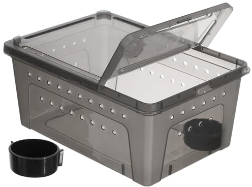 Cabilock Terrario de Reptiles Negro de Plástico 2 Piezas con Ventilación para Cría de Tortugas, Geckos y Escorpiones, Caja de Reptiles Segura y Ecológica para Suministro y Hábitat