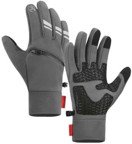 Gants chauffants pour écran tactile avec doublure intérieure pour équitation, ski, snowboard, randonnée, cyclisme – Gants chauffants rechargeables comme chauffe-mains pour homme et femme (gris, L)