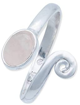 Ring 925 Silber Rosenquarz rosa Stein größenverstellbar Edelstein echt Silber Damen Sterling Silber Geschenk (MRV-064-07)