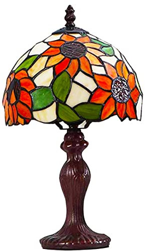 RIAMTGCX Tiffany Lampes Sun Flower Vitrail De Table,Fait Main RéTro Victorienne Lampe Bureau, Baroque Pastoral Lampe De Table For Enfants Salon Chambre Café Barre DéCoration Artisanat