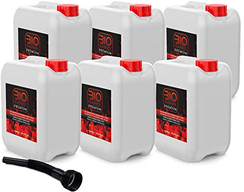 6 x 5 litros Bioetanol Premium con Embudo para chimeneas
