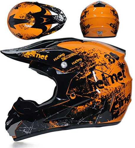 Amacigana® Motocross Helme Downhill Helme Motorrad Crosshelme & Endurohelme Jugend Kinder Offroad Helm Motocross Gear Combo Mask Brillenhandschuhe (Style #02, M)