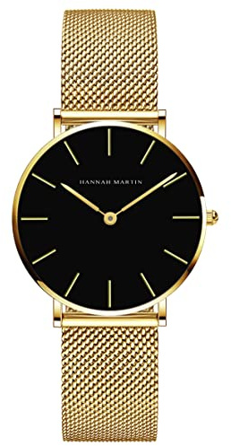 HANNAH MARTIN Damen Uhren Analog Quarz Edelstahl Wasserdicht Mesh Ultradünne