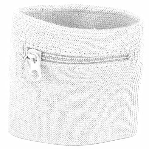 Sport Handgelenk Tasche, Armband Geldbörse Reißverschluss Workout Fitnessstudio Schlüsselhalter Lauf Handgelenktasche Atmungsaktive Schweißband Münzschlüssel Laufen Fitness Radfahren Gehen Weiß