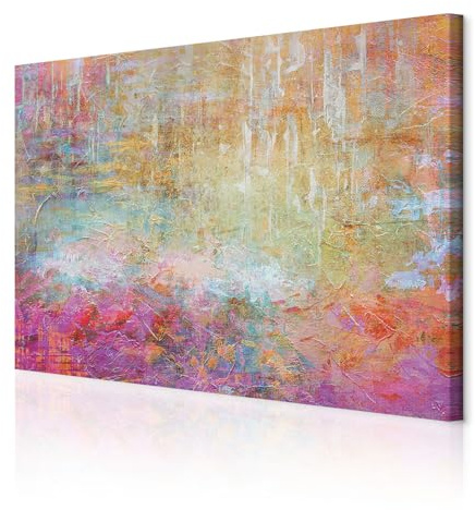 decomonkey Leinwandbild Abstrakt rosa-beige, 120x80 cm, 1-teilig, Büro
