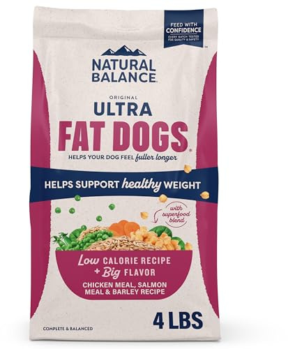 Natural Balance Original Ultra Fat Dogs Chicken Meal, Salmon Meal & Barley Recipe Adult Dry Dog Food, 4 lbs.