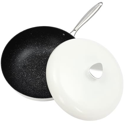 HarBin-Star Padella con coperchio Ø 32 cm, altezza 12 cm, compatibile con tutti i piani cottura, a induzione, antiaderente, antigraffio, lavabile in lavastoviglie