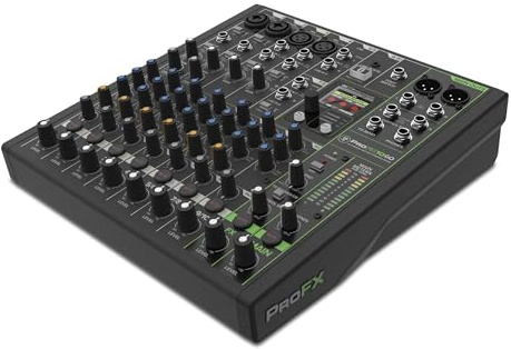 Mackie ProFX10 GO akkubetriebenes Audiomischpult mit Bluetooth, USB-C-Aufnahmemodi, GigFX+ Effekten, Onyx-Mikrofonvorverstärkern, EQ, Kompression, bis zu 8 Stunden Akkulaufzeit