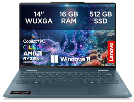 Lenovo Yoga 7 2in1 Laptop | Copilot+PC | 14WUXGA OLED | AMD Ryzen AI 7 350 | 16GB RAM | 512GB SSD | AMD Radeon 860M | Win11 | QWERTZ | Tidal Teal | 3 Monate Premium Care | inkl.Hülle Exkl. bei Amazon