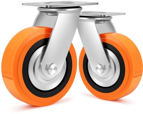 Humagineer 125mm Poliuretano Ruedas Para Muebles Pesados Giratorias (Sin Freno), Industriales Ruedas Giratorias Carga de 400kg por Rueda, Doble Rodamiento de Bolas, Resistente al Desgaste, Juego de 2