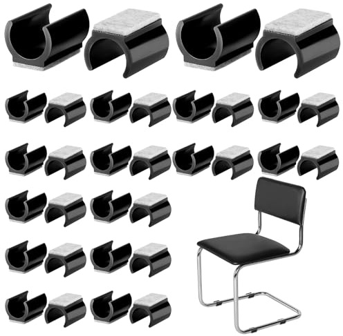 Zourglow 32Pcs Chair Gliders for Cantilever & Swing Chairs, 25mm U-Shaped | Furniture Floor Protectors with Non-Slip Felt Pads, Noise Reduction & Scratch Protection, for Tile, Hardwood, Laminate Floors