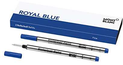 MONTBLANC Roller Minen Royal Blue 124501 – Blaue Ersatzmine für Roller Ball und Fineliner Größe F – 2 x Refill Rollerball Fein
