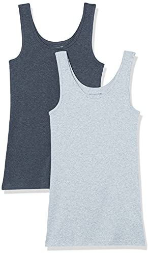 Amazon Essentials Women's Slim-Fit Vest, Pack of 2, Charcoal Heather/Ice Blue Heather, XL