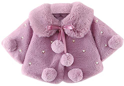 AnKoee Manteau Bebe Fille, Hiver Chaud Manches Longues Cape Princesse, Vêtements Bébé Fille 0-2 Ans (Violet, 70cm/1-6 Mois)