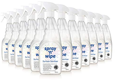 Spray N Wipe | Antibacterial Spray Cleaner | 750ml (12 Pack) | Kitchen & Bathroom Anti Bac Cleaner & Sanitiser | Tested & Certified | Sanitising Effect up to 28 days