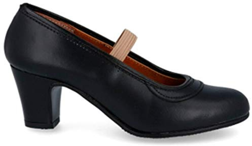 MALACA M-10 Zapatos Flamenca Profesional - Cuero para: NIÑA Color: Negro Talla: 32