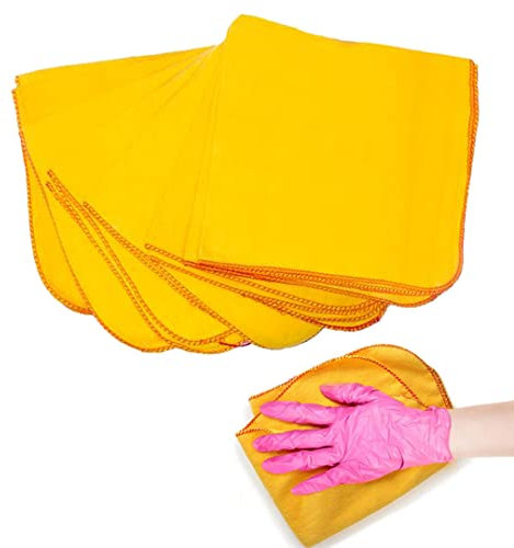 Mega Trend Jumbo Yellow Dusters - Pack of 24 Cleaning Cloth - 100% Cotton Heavy Duty Dusting and Polishing Cloth - Multi Surface Soft Cleaning Duster for Car, Window & Kitchen-35x45 cm || Pack of 24