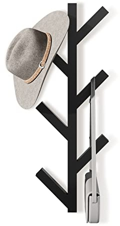 RRG Vertical Coat Rack Wall Mounted 16 Inch, Metal Vertical Hat Rack for Wall, Modern Coat Rack Tree for Hats, Jackets, Bags, Entryway Bedroom (Height 16)