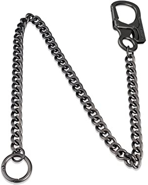 Ahiller Biker Wallet Chain, Heavy Duty Pocket Chain with Carabiner Clip, Men Chains for Key, Jean, Pant, Purse and Handbag (YKL-black,1p)