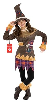 Morph Fågelskrämmekostym för Flickor, Lappverkstunka med Halmkanter & Hatt, Komplett Halloween Utklädning