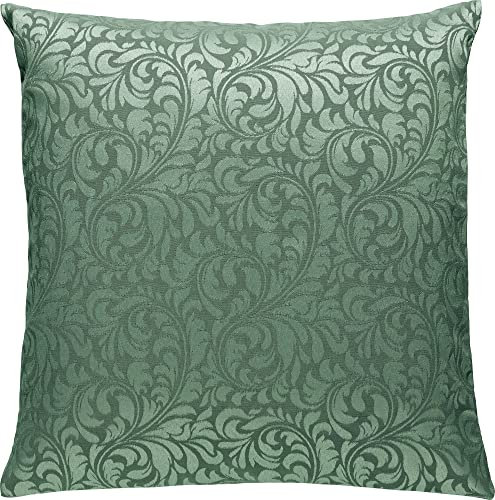Erwin Müller Deko-Kissenhülle, Kissenbezug Uni, Serie Hamm Salbei Größe 40x40 cm - mit eingewebten Ranken und Fleckschutz ausgerüstet