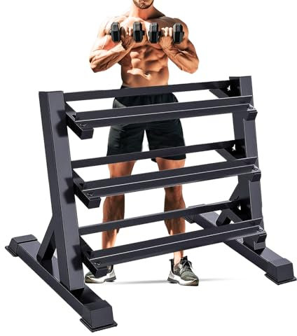 Zlinke Hantelständer Kurzhantelablage, 3 Regale Dumbbell Rack Multilevel Weight Storage Organizer 45 x 96 x 86 cm für Home Gym, Gewicht Rack für Hanteln, Kettlebells 500 Kilogramm