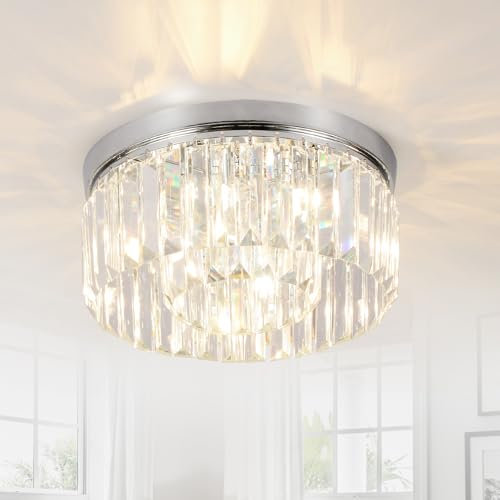 Rayofly Lampadario cristallo 6 luci vetro soffitto soggiorno camera da letto cucina corridoio cromato G9