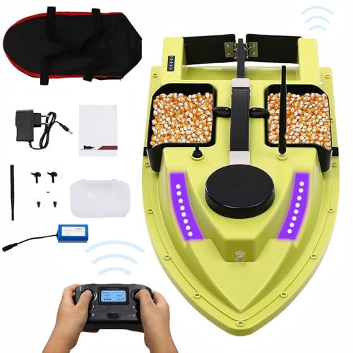 Garbenat Angelköder Boot 500M RC mit GPS Fernbedienung, 4 Köderboxen, Fischköder für Nachtangeln mit Suchscheinwerfer & 5200mAh für Meeren (Grün)
