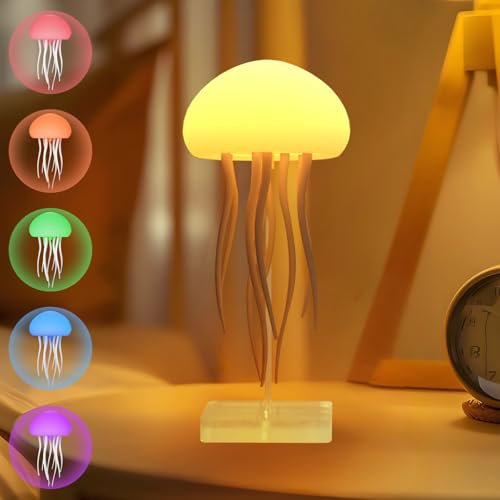 Lampe Méduse, LED Lampe de Chevet Veilleuse, Lampe Méduse Activée par le son, Lampe d'Ambiance RGB Rechargeable à Dégradé de Couleurs Cadeau (Lampe de Table+À Suspendre) Lampada a forma di