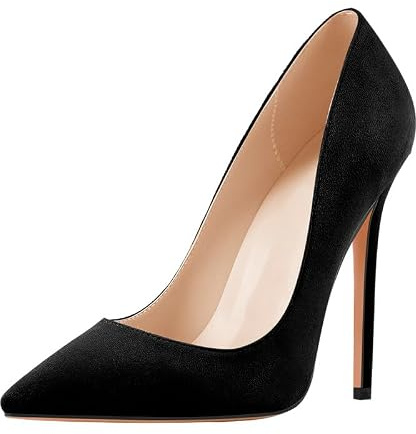 blingqueen Stiletto Heel Pumps for Women Pointed Toe High Heels Wedding Shoes Sexy 4.7 Inch Heel for Women Pole Dancing Shoes Casual Court Shoes Suede Black Party Dress Size 9 UK
