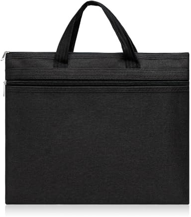 porte documents a4 sacoche porte document homme, léger sac zippé avec 2 poches imperméable à l'eau oxford A4 folder bag bureau de conférence document bag papeterie scolaire (Noir)