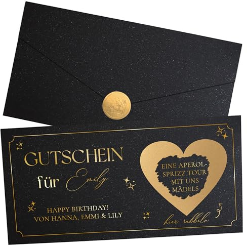 Joli Coon Personalisierter Gutschein - personalisierte Gutscheinkarte - Gutscheinkarte selbst gestalten - Gutschein Rubbelkarte Schwarz - Grußkarte